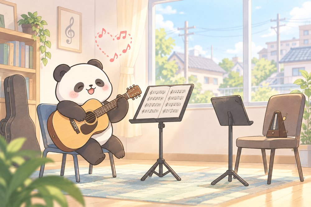 音楽教室でギターを弾いてうれしくなるナビ助